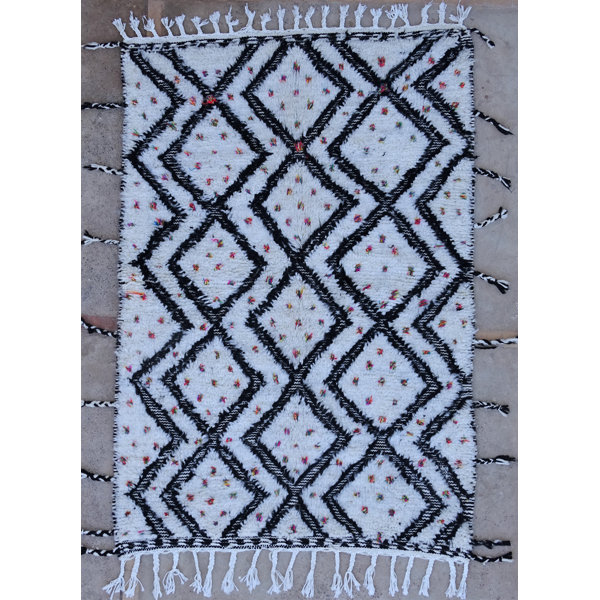 Gracie Oaks Abdul Authentic HandKnotted Wool Black/Blue Rug Wayfair